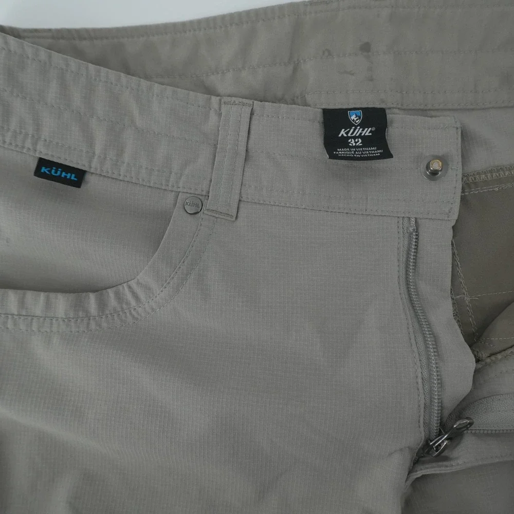 KUHL Hiking Shorts Mens 32 Khaki Green Ripstop Technical Outdoor Cargo
